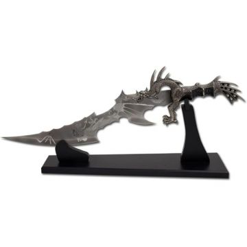 Snake Eye Tactical Fantasy Dragon Dagger W/ Wooden Display Stand
